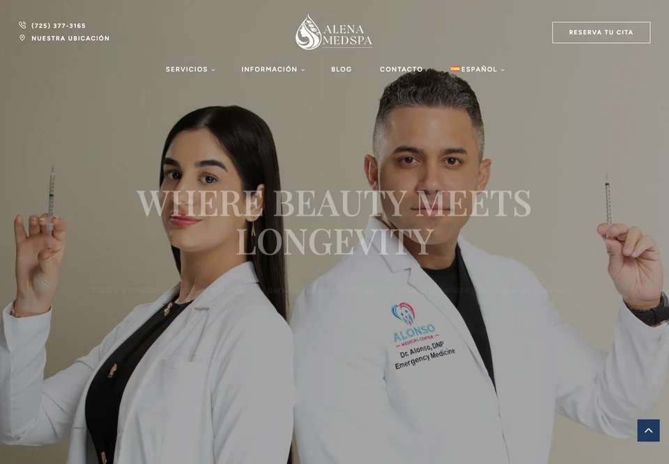 Captura del sitio web de Alena MedSpa
