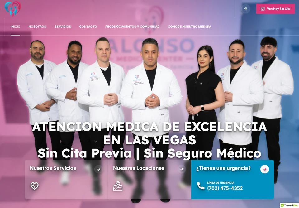 Captura del sitio web de Alonso Medical Center