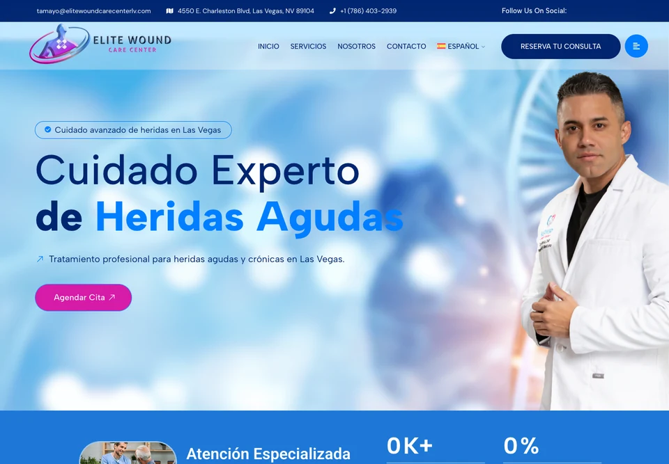 Captura del sitio web de Elite Wound Care Center